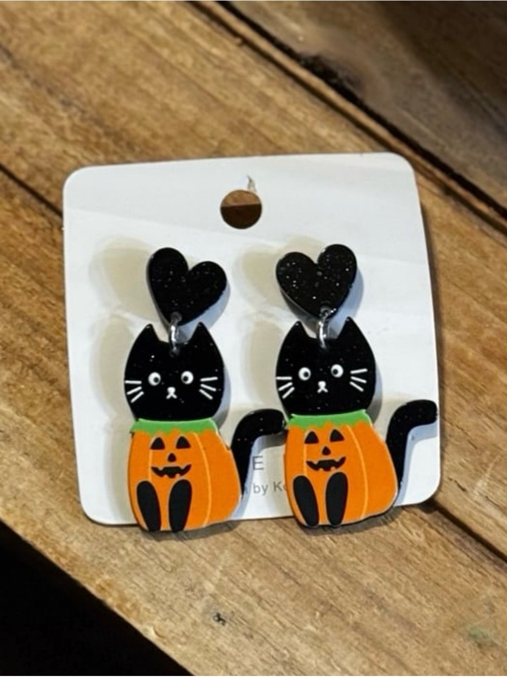 Black Cat Pumpkin Halloween Dangle Earrings